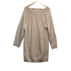 Vince Wool Cashmere Sweater Dress Womens Large Beige V Back Heathered Oatmeal